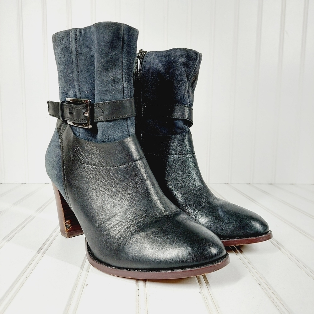 Clarks Kacia Garnet  Women's Boots - Black Leather/Navy Suede E199 - Picture 4 of 16